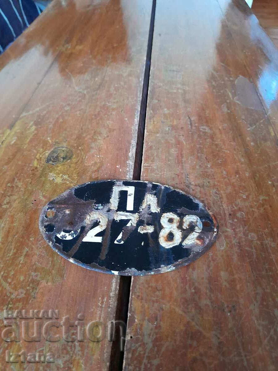 Old number, registration plate for moped, motorcycle