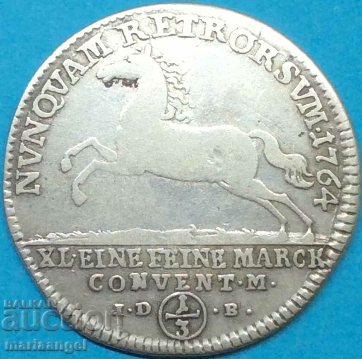 1/3 taler 1764 Braunschweig și Lüneburg Karl I Germania argint