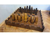 Голям стар  дървен шах -ръчна изработка
