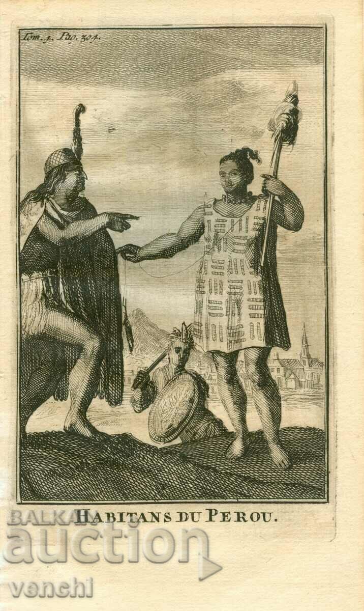 1710 - GRAVURA VECHE - AMERICA DE SUD
