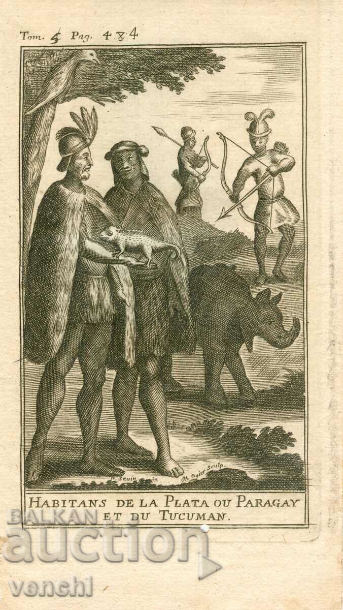 1710 - GRAVURA VECHE - AMERICA DE SUD