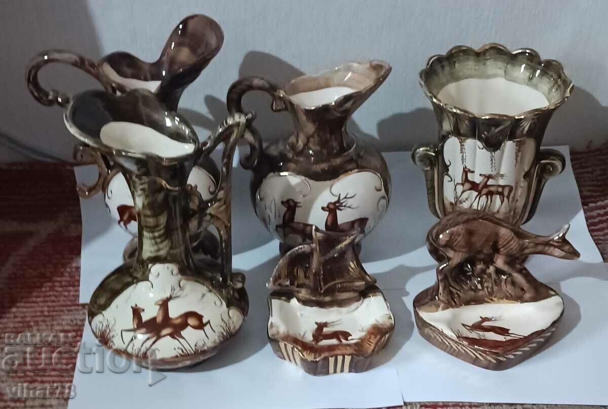 Lot of six porcelain, ashtray, vase... with hunting motifs with price 299.99 BGN | € 153.38 Lot of six porcelain, ashtray, vase... with hunting motifs with price 299.99 BGN | € 153.38
