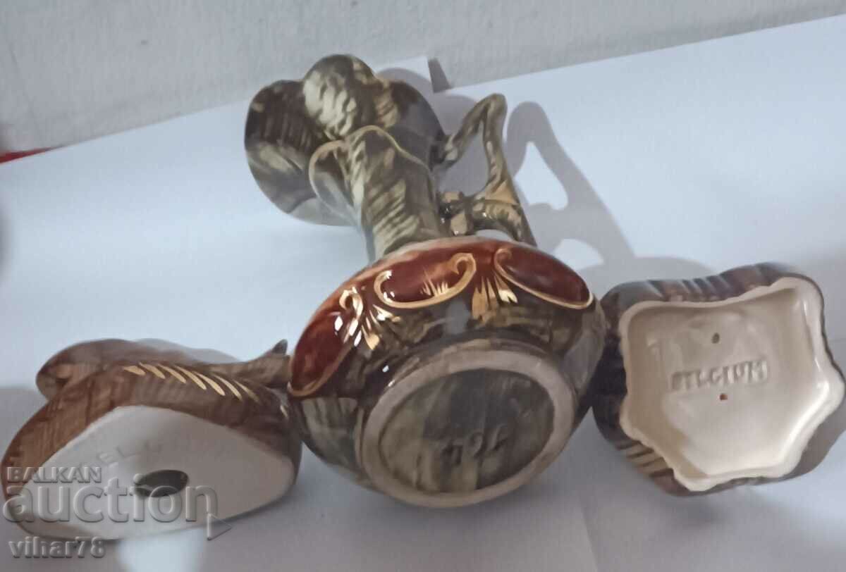 Lot of six porcelain, ashtray, vase... with hunting motifs - 6 Lot of six porcelain, ashtray, vase... with hunting motifs - 6