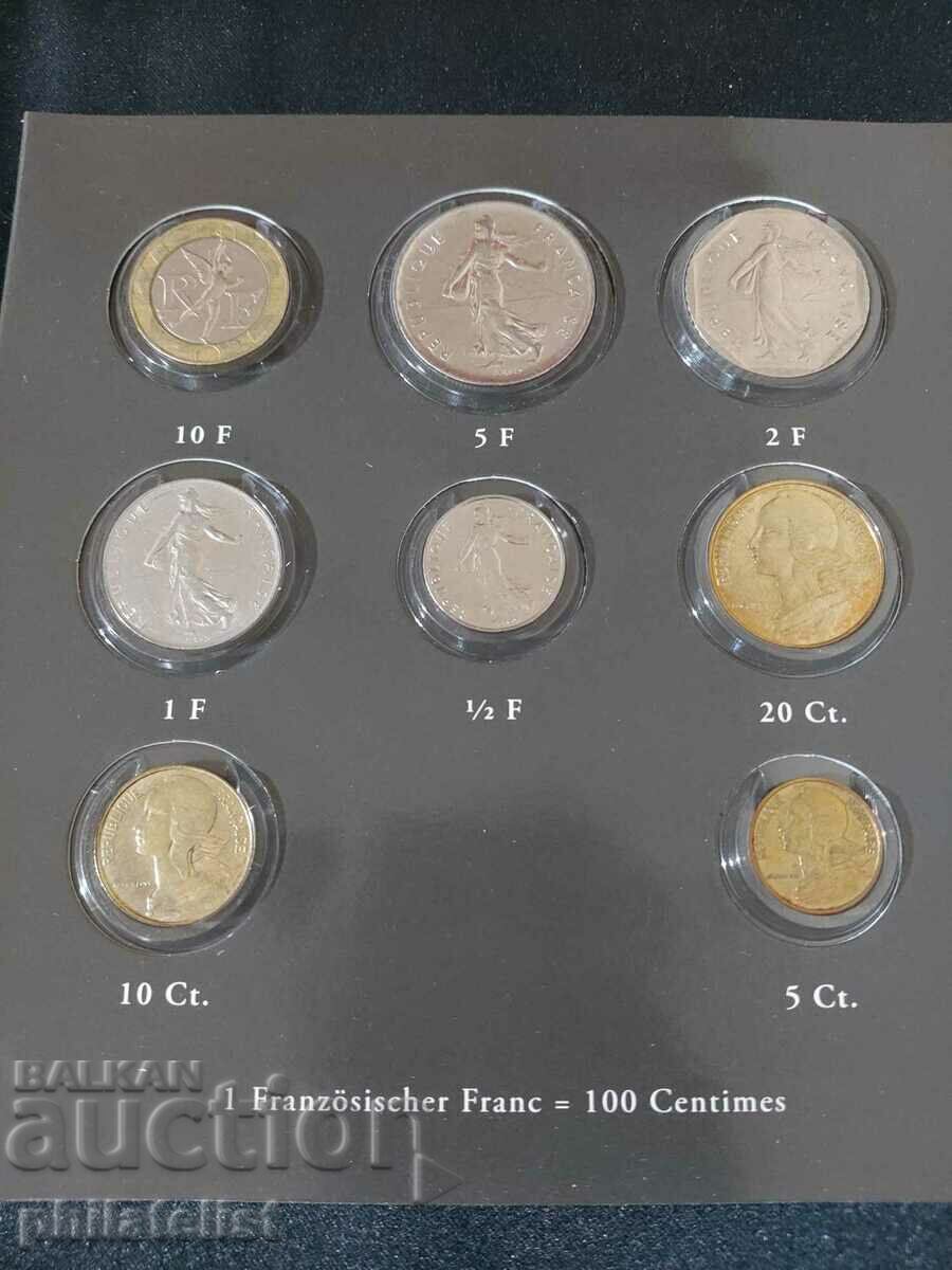 Auction  France Complete Set of 5 Ct. to 10 Fr and Euro Series 1999