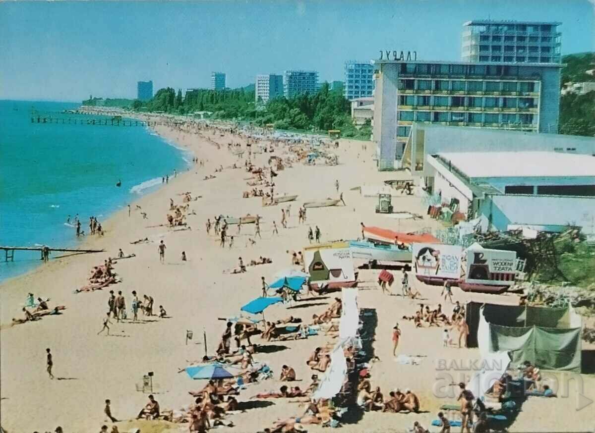 България Пощенска картичка 1975г.  Златни пясъци-плажът ...