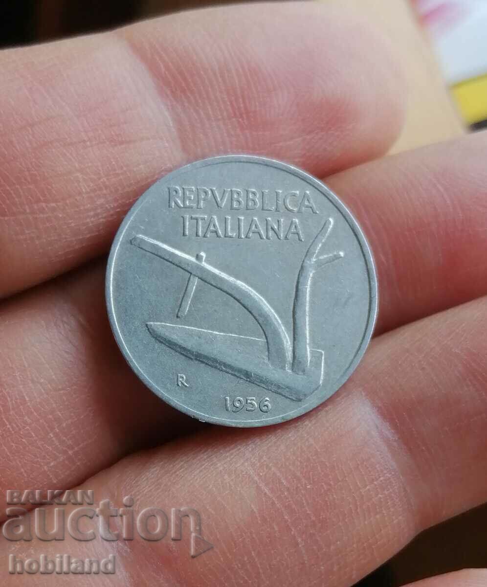 10 lire Italia 1956 cu preț € 0.75 | 1.47 BGN