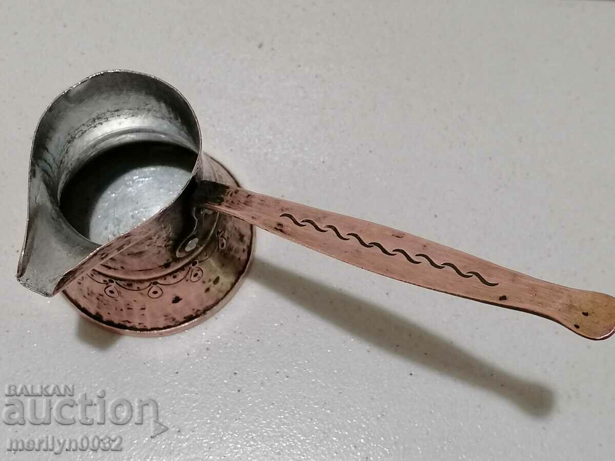 Old tinned copper cezve, coffee pot, copper, copper vessel with price 51.00 BGN | € 26.08 Old tinned copper cezve, coffee pot, copper, copper vessel with price 51.00 BGN | € 26.08