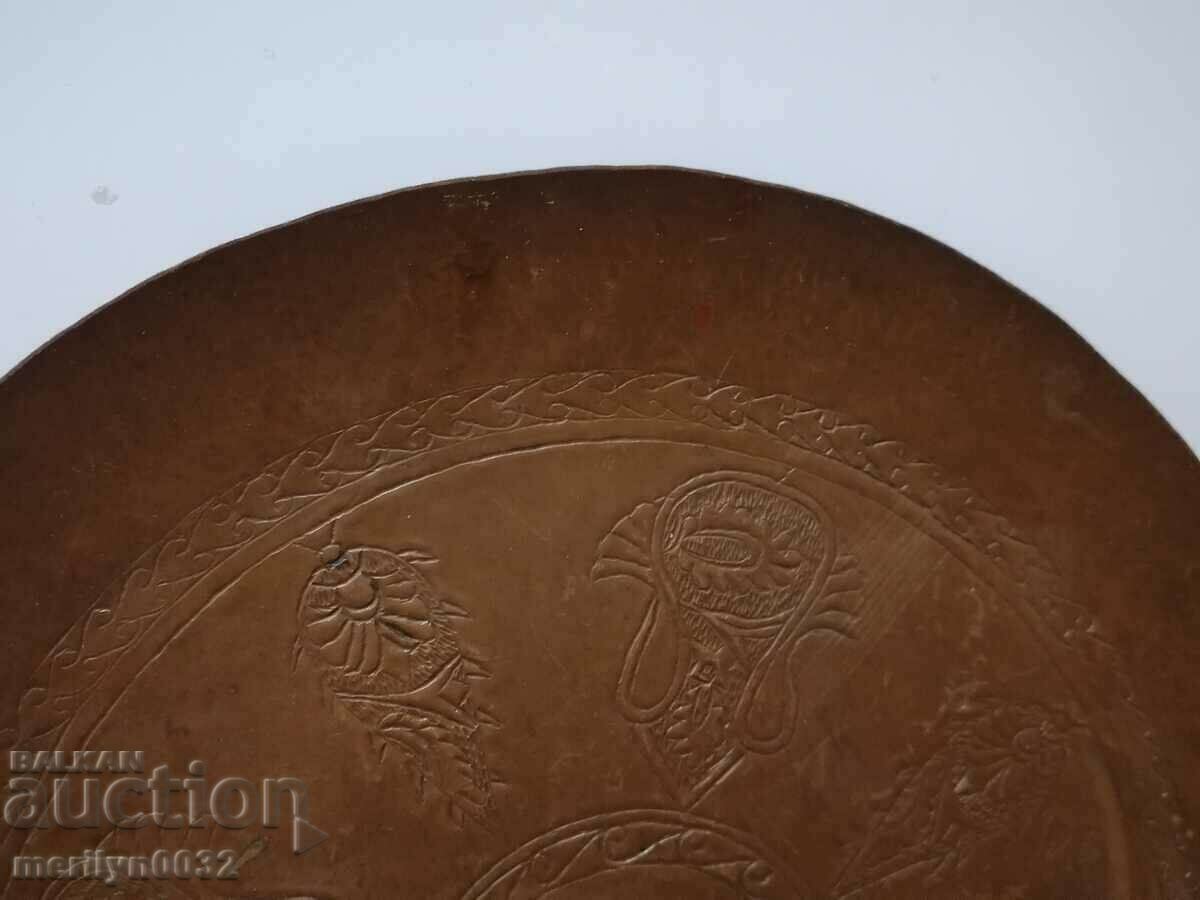 Copper tray sahan engravings 19th in copper panica tray dish - 5