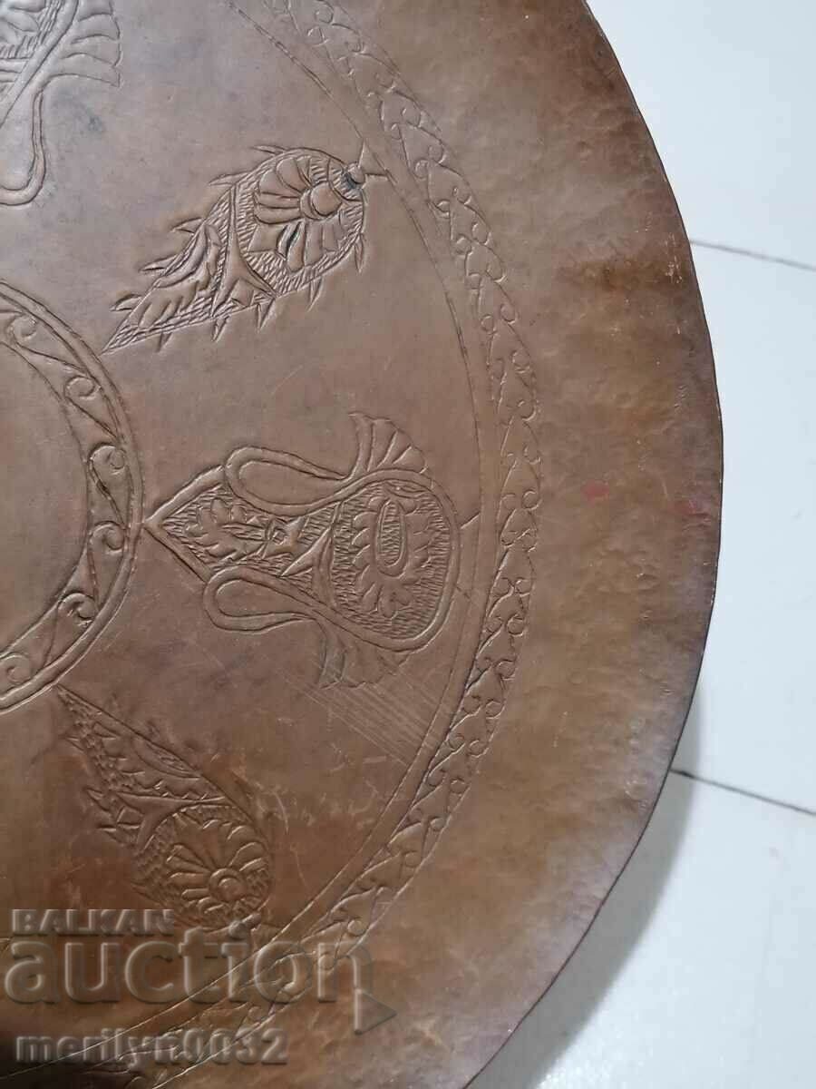 Copper tray sahan engravings 19th in copper panica tray dish - 6