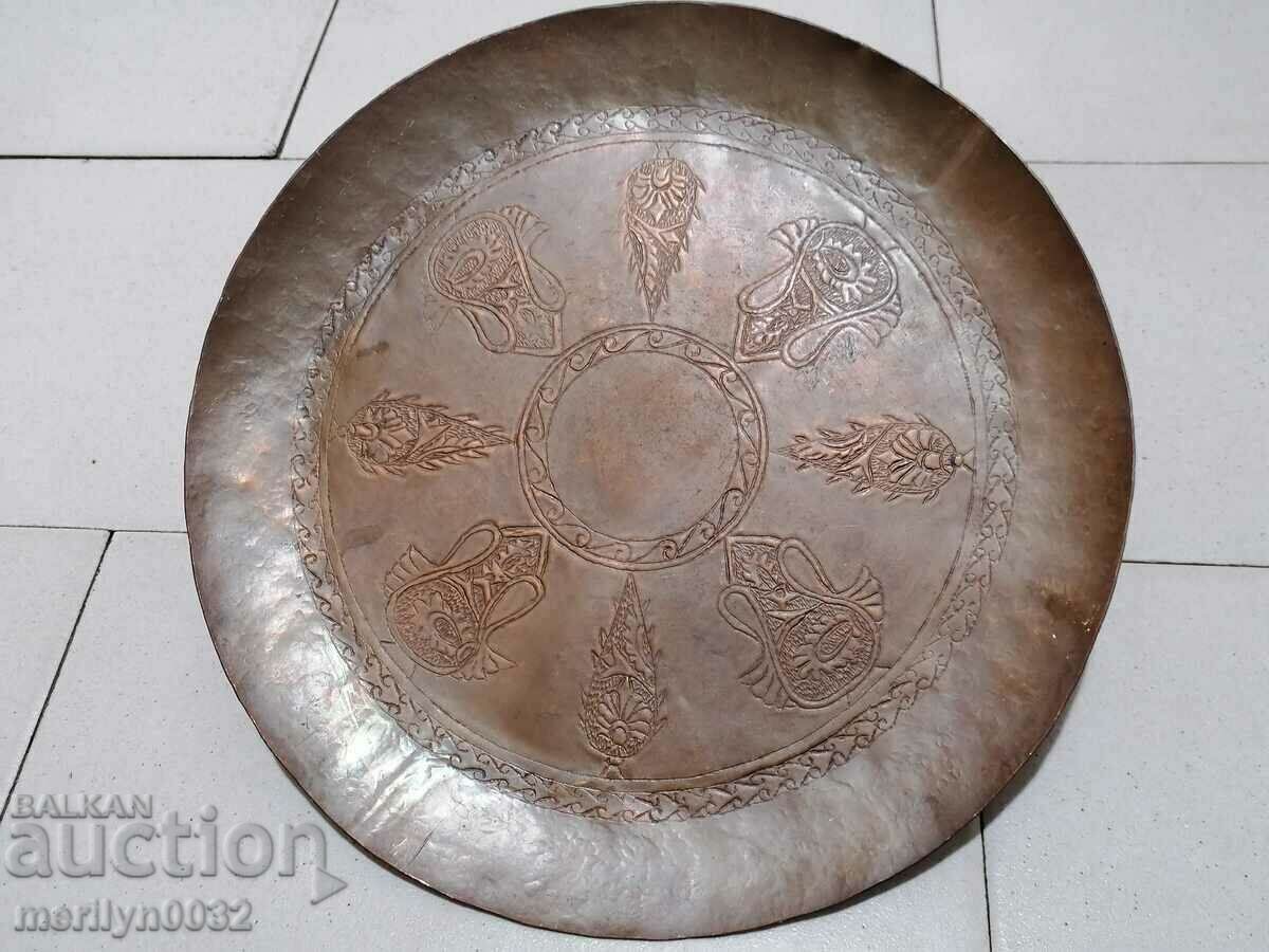 Copper tray sahan engravings 19th in copper panica tray dish - 7