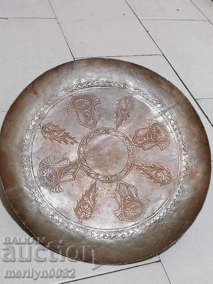 Copper tray sahan engravings 19th in copper panica tray dish