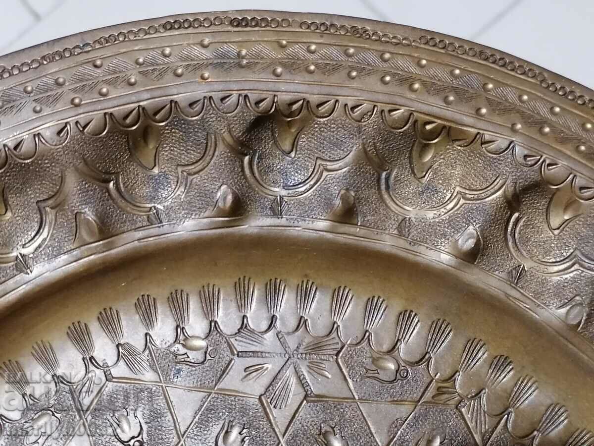 Auction Hand hammered tray brass wall plate 1960s decoration Auction Hand hammered tray brass wall plate 1960s decoration