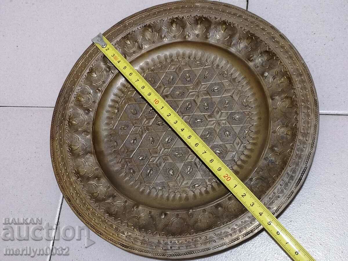 Hand hammered tray brass wall plate 1960s decoration - 5 Hand hammered tray brass wall plate 1960s decoration - 5