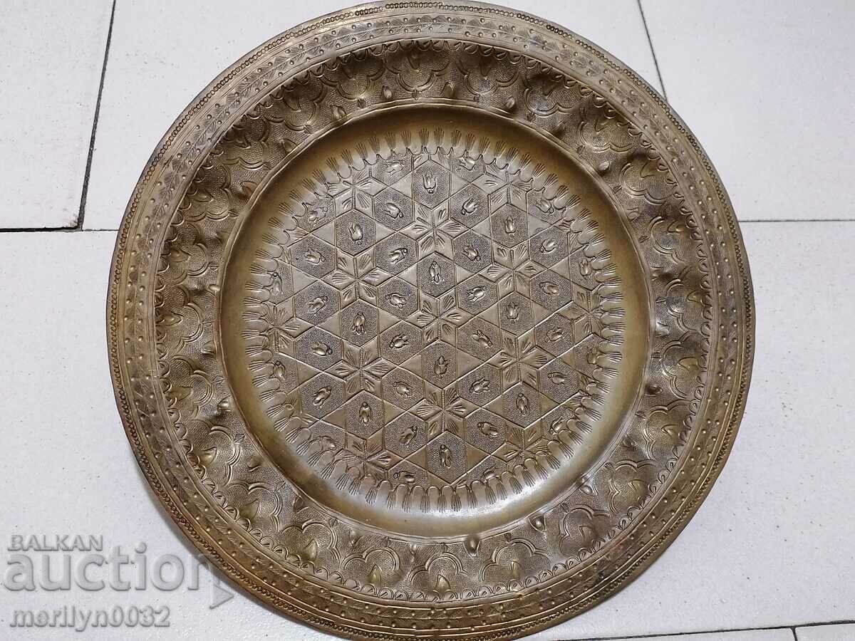 Hand hammered tray brass wall plate 1960s decoration - 6 Hand hammered tray brass wall plate 1960s decoration - 6