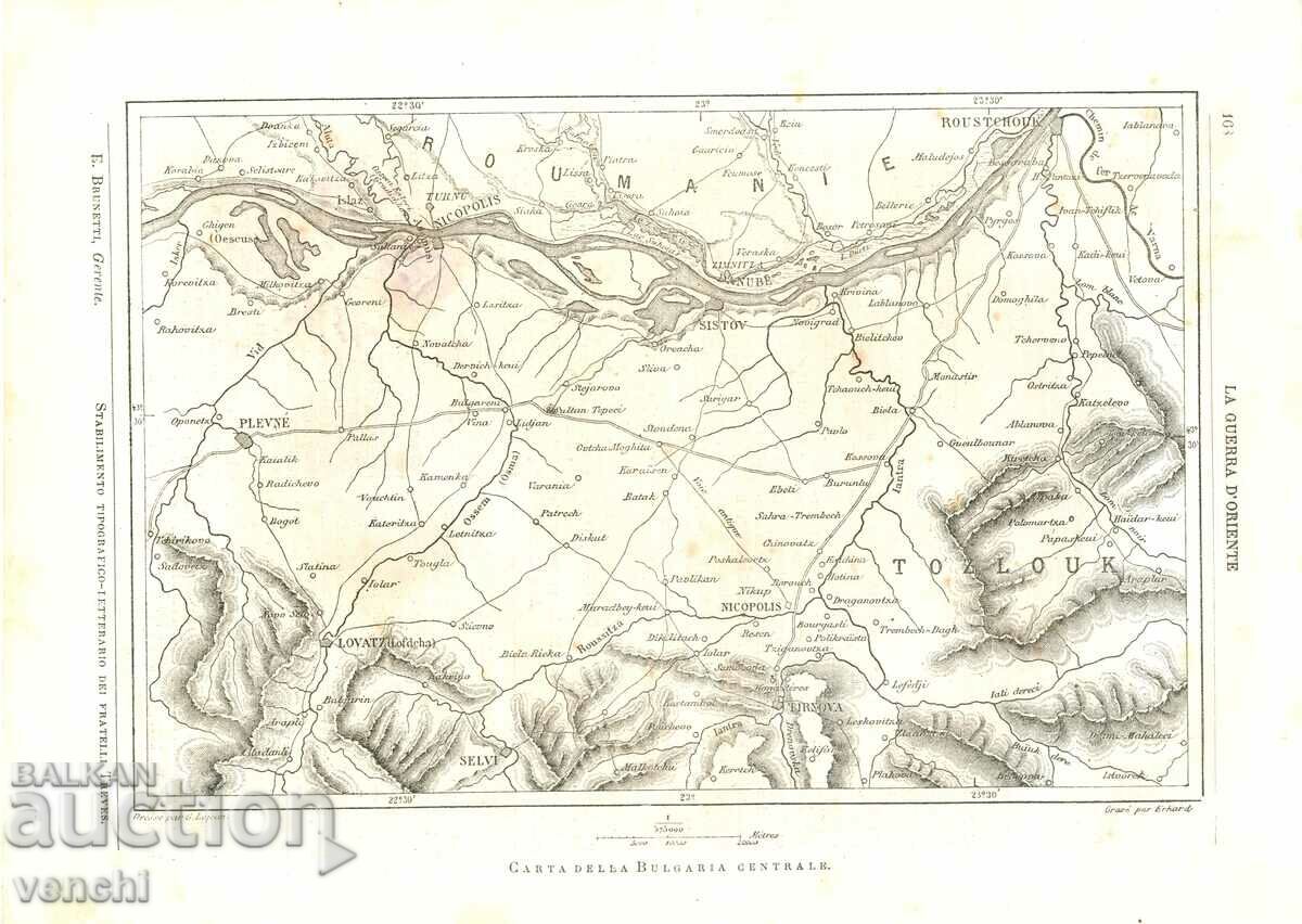 1877 - LA GUERRA DE ORIENTE - MAP OF CENTRAL BULGARIA