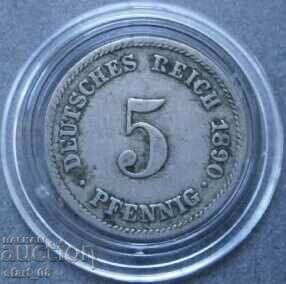 Γερμανία 5 pfennig 1890