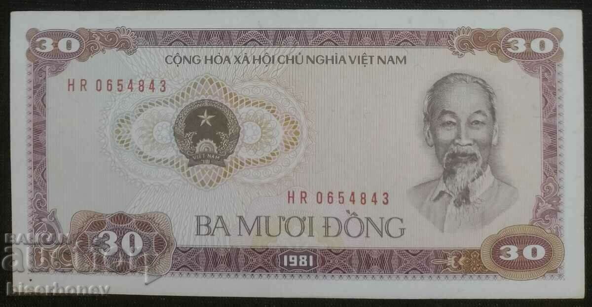 30 dong, dong, Vietnam, Vietnam, 1981. aUNC