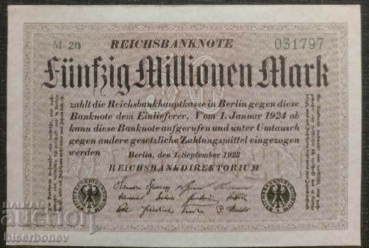 50 million marks, 50,000,000 mark Germany, 1923 UNC