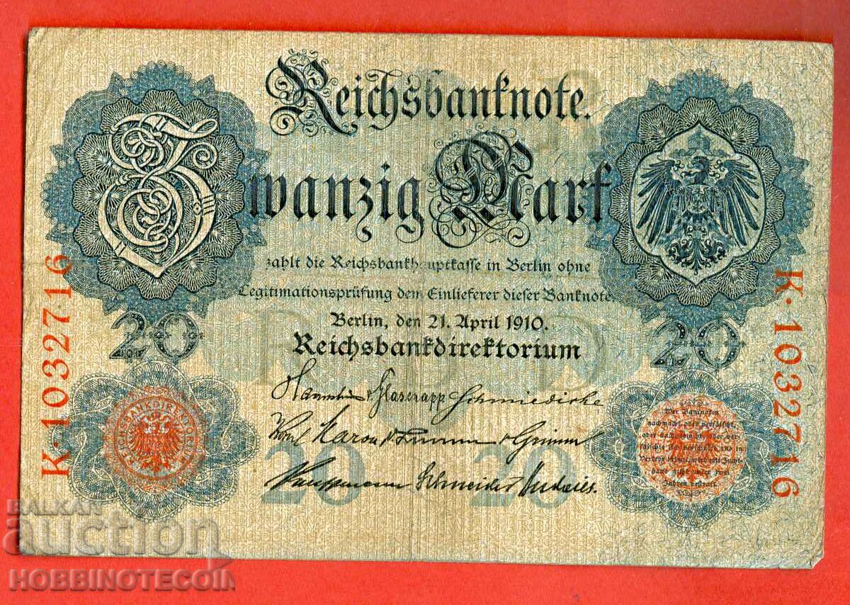 GERMANIA GERMANIA 20 Timbre - emisiune - emisiune 1910 - 1