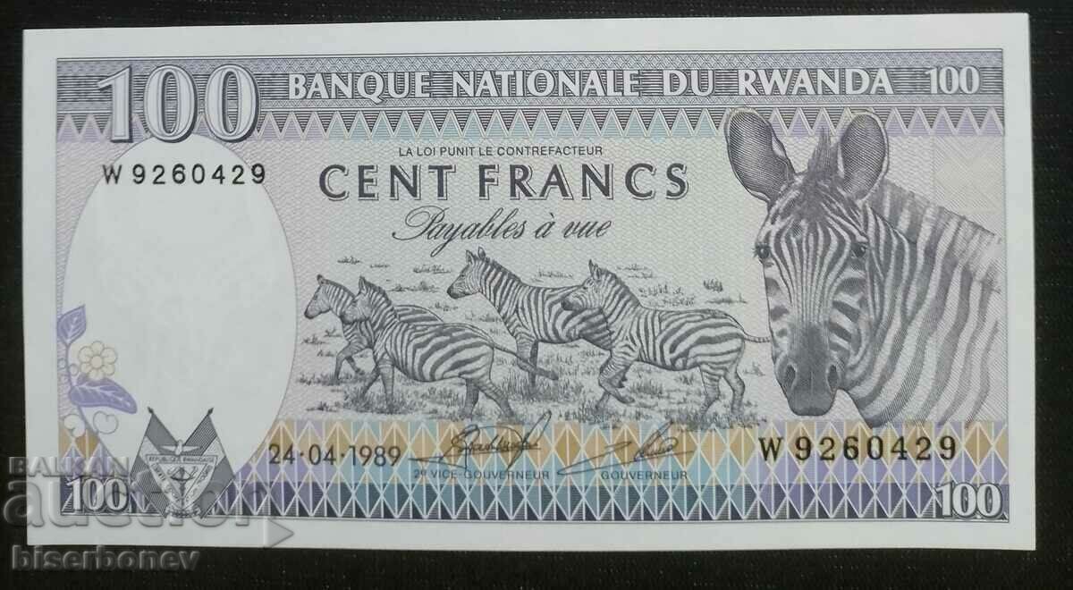 100 franci Rwanda, 100 franci Rwanda, 1989 UNC