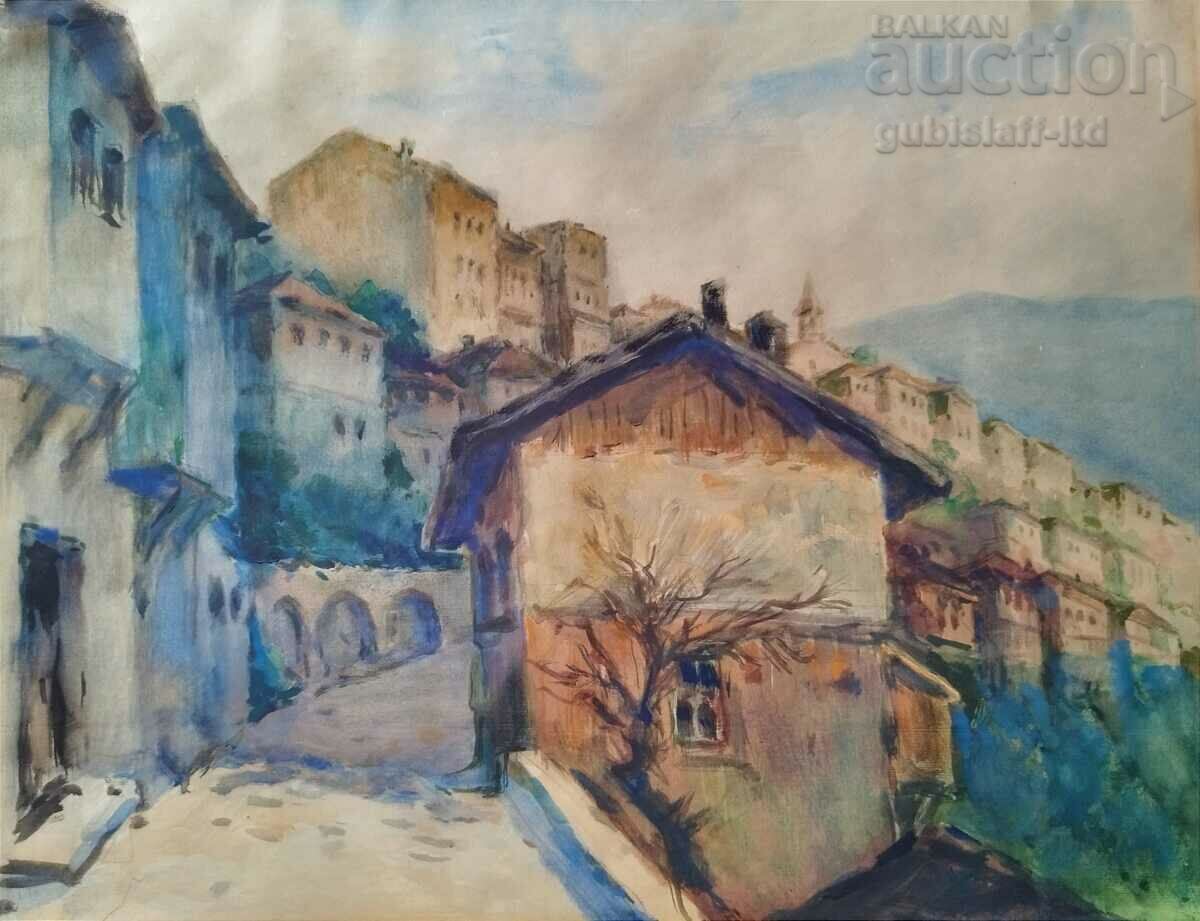Pictură, peisaj de la Veliko Tarnovo, art. A.K.