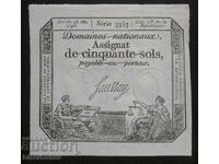 50 солес, солс Франция, 50 soles, 1793 г. ХF+/aUNC