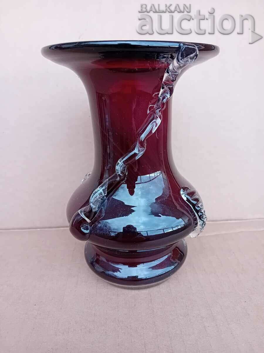 Auction  vase purple dark red crystal 70s