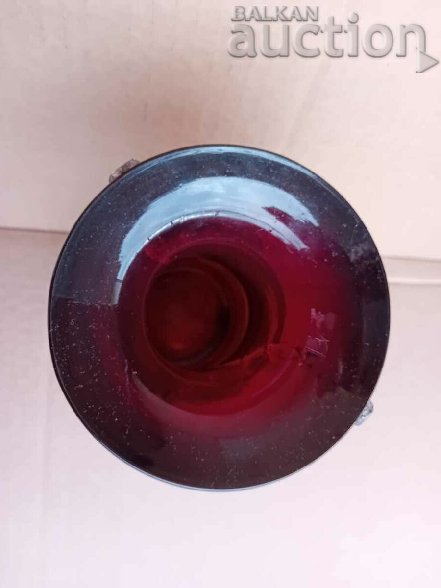 vase purple dark red crystal 70s - 5