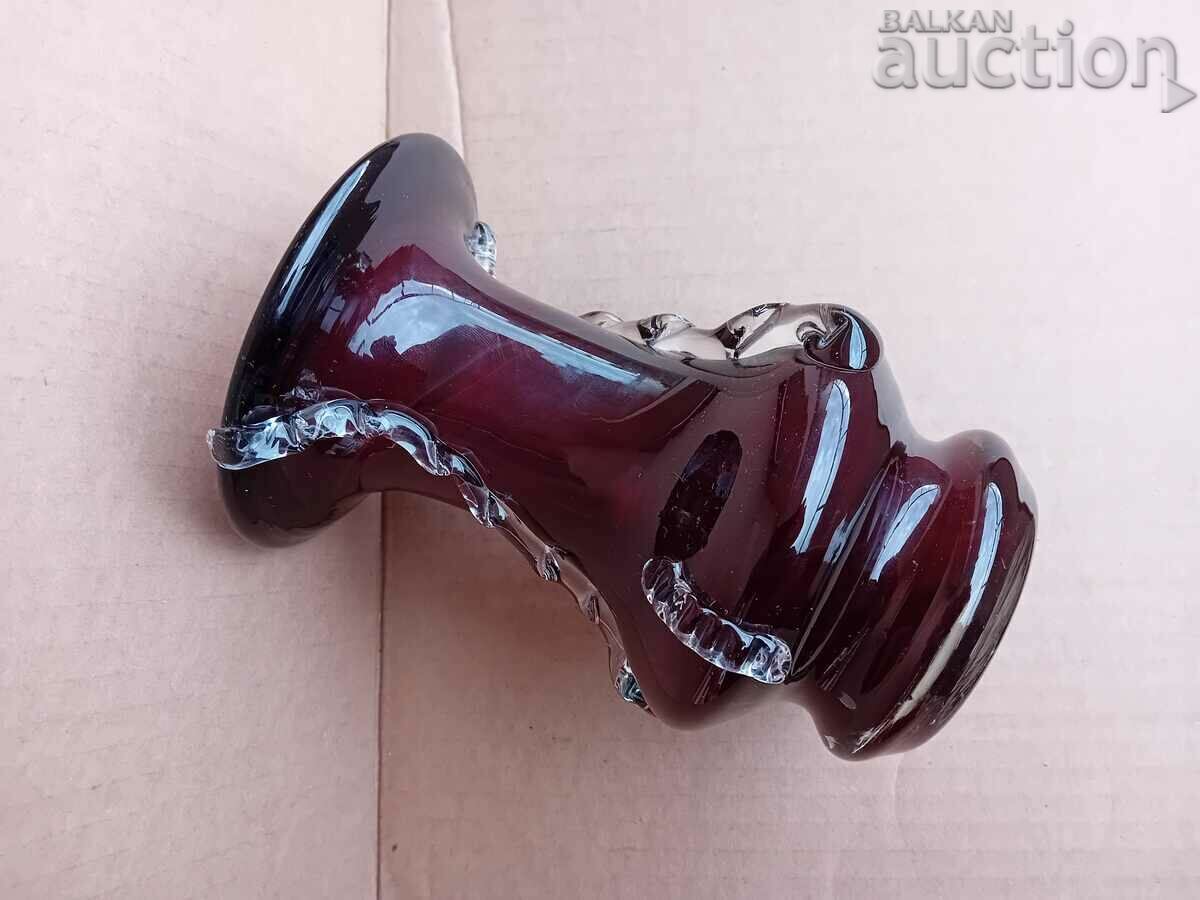 vase purple dark red crystal 70s - 6