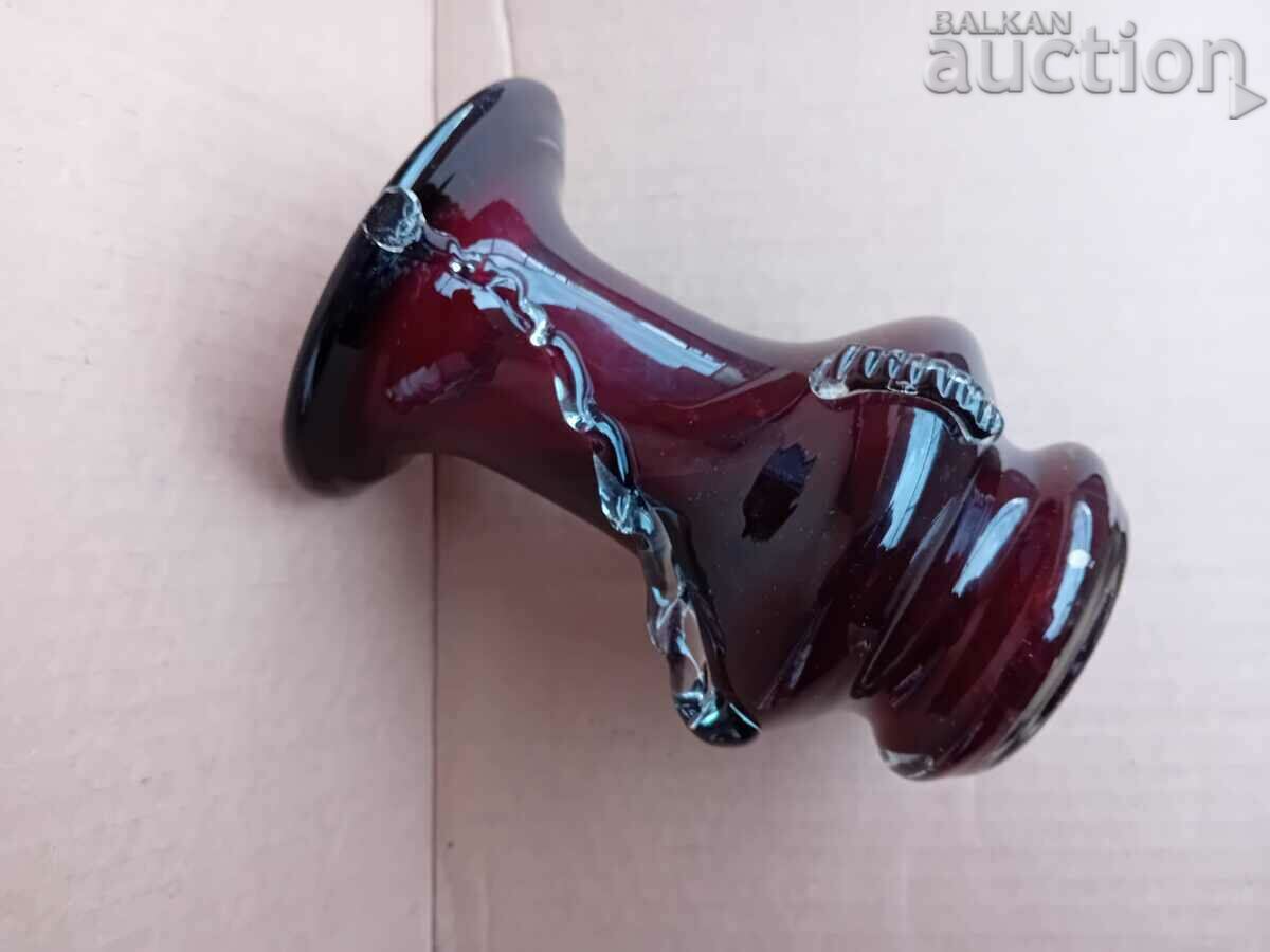 vase purple dark red crystal 70s - 7