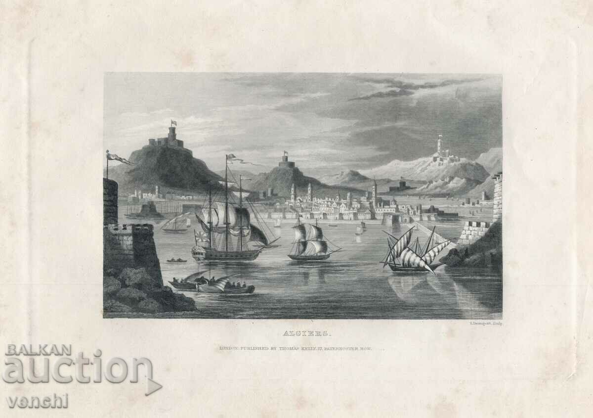 1830 - ENGRAVING - ALGIERS, VIEW FROM THE SEA - ORIGINAL