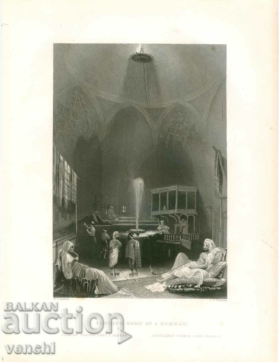 1838 - ENGRAVING - TURKISH BATH - ORIGINAL