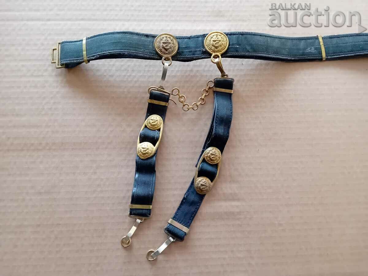 Auction Naval officer belt with dagger brackets Auction Naval officer belt with dagger brackets