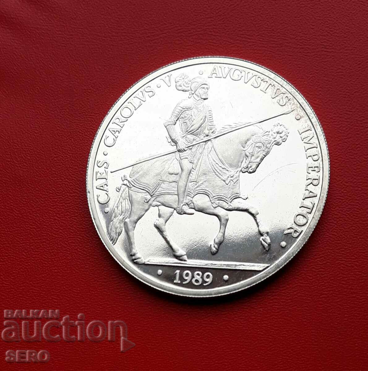 Spain-5 ecu 1989-silver and rare
