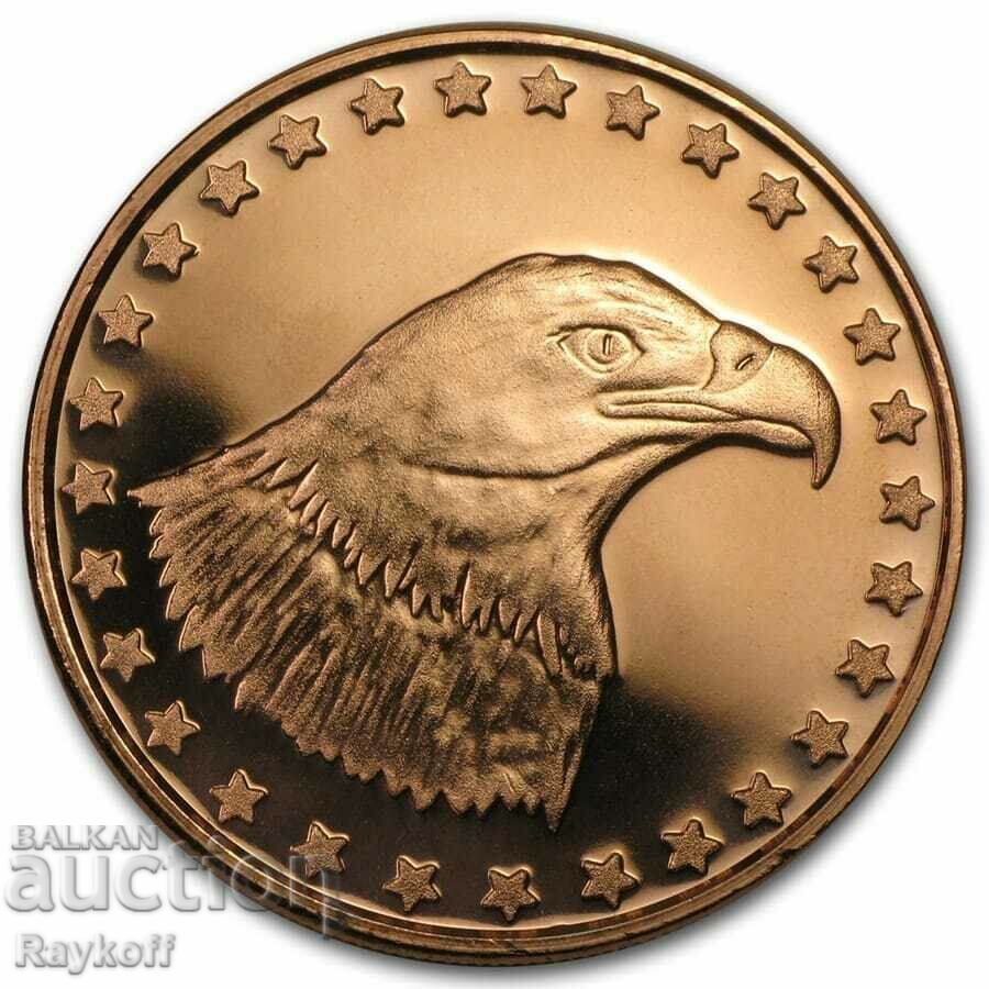 Moneda de cupru de 1 oz - Cap de vultur