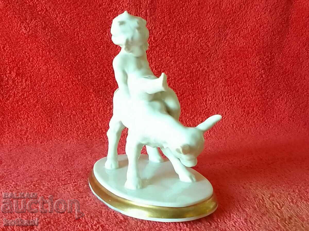 Auction Old porcelain figure child boy goat METZLER & ORTLOFF Auction Old porcelain figure child boy goat METZLER & ORTLOFF