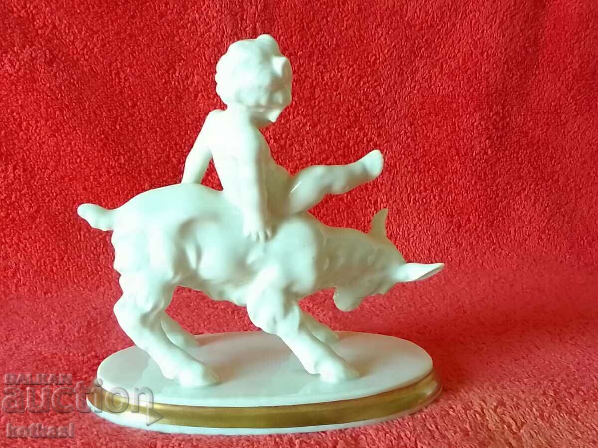 Delivery of Old porcelain figure child boy goat METZLER & ORTLOFF Delivery of Old porcelain figure child boy goat METZLER & ORTLOFF