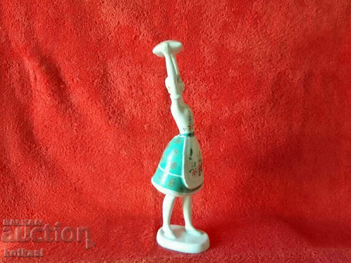 Old Porcelain Figure Woman Dance Pillow Hungary Marks - 5