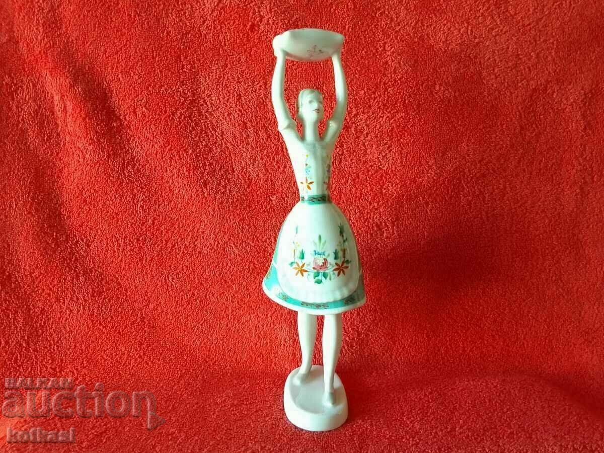 Old Porcelain Figure Woman Dance Pillow Hungary Marks