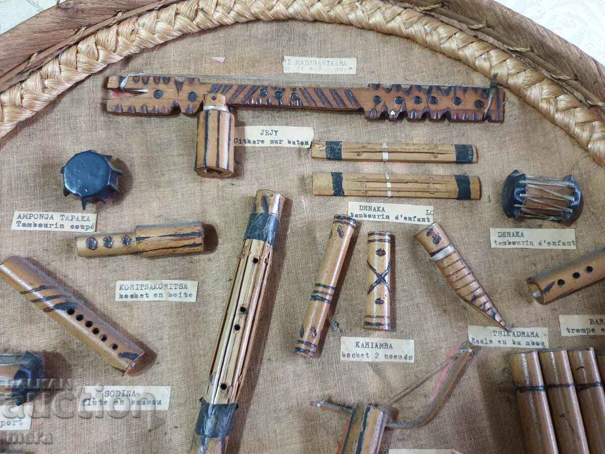 Vintage board of traditional Madagascar instruments with price 55.00 BGN | € 28.12