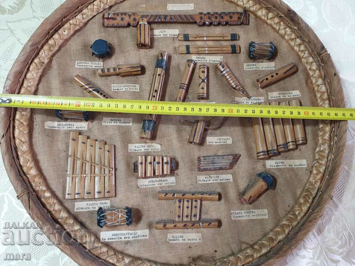Vintage board of traditional Madagascar instruments - 5