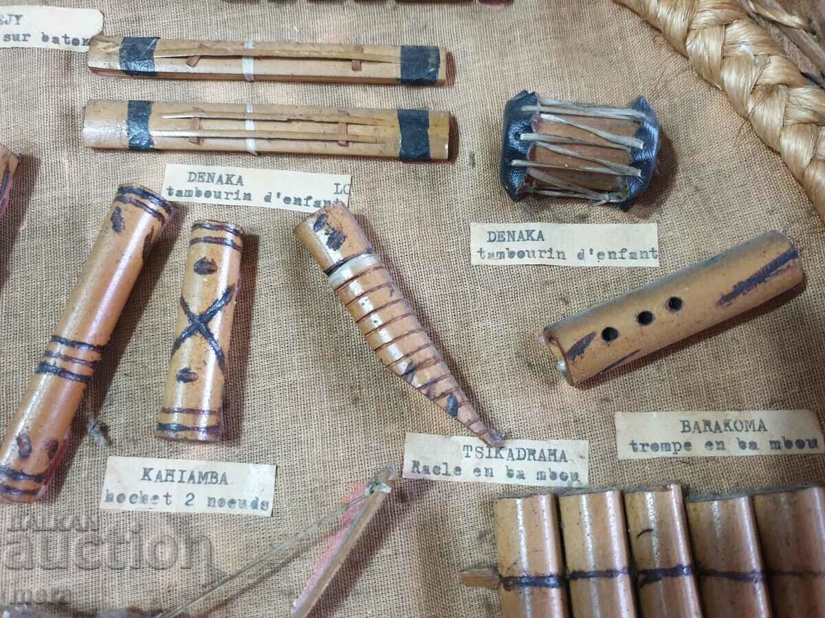 Vintage board of traditional Madagascar instruments - 6