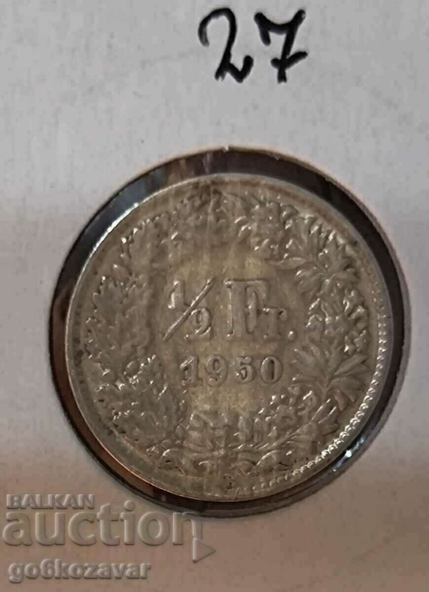 Switzerland 1/2 franc 1950 Silver ! Switzerland 1/2 franc 1950 Silver !