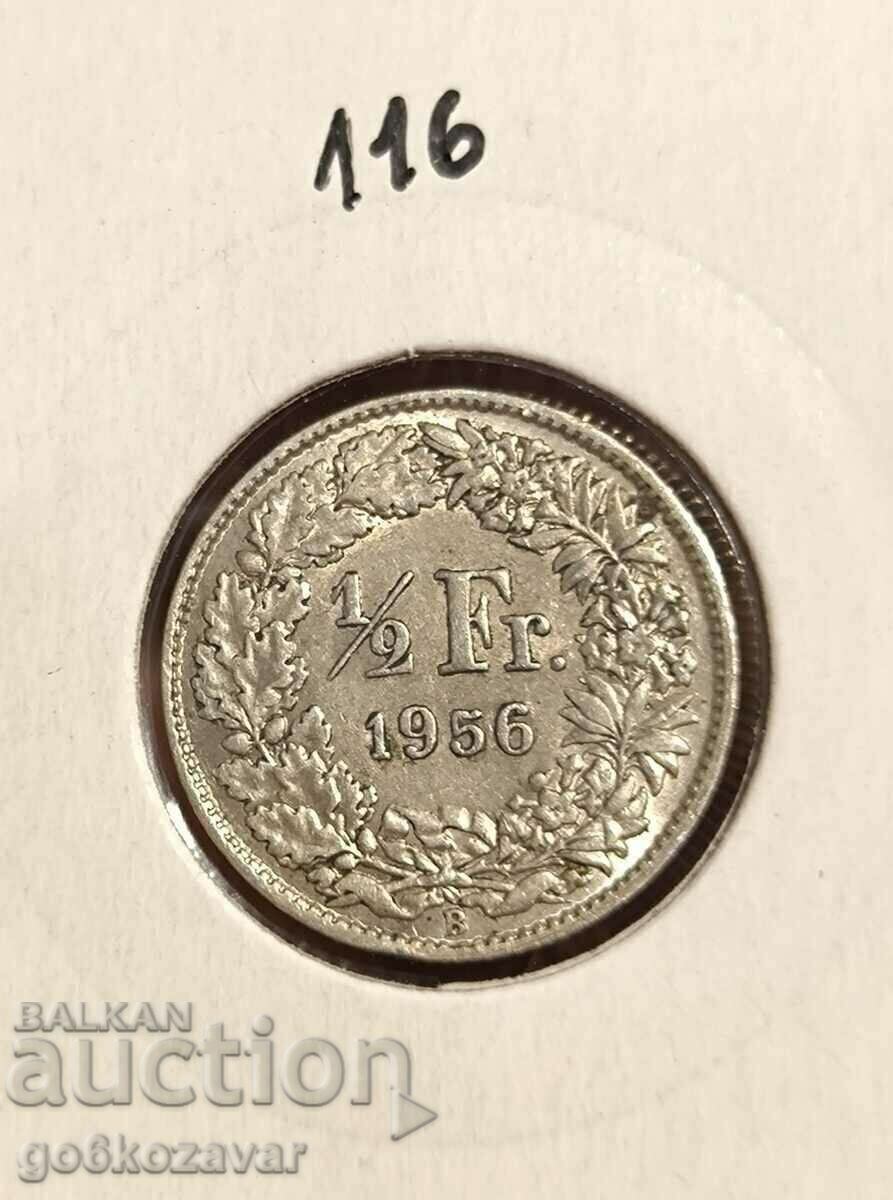 Швейцария 1/2 франка 1956г Сребро !