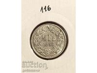 Швейцария 1/2 франка 1956г Сребро !