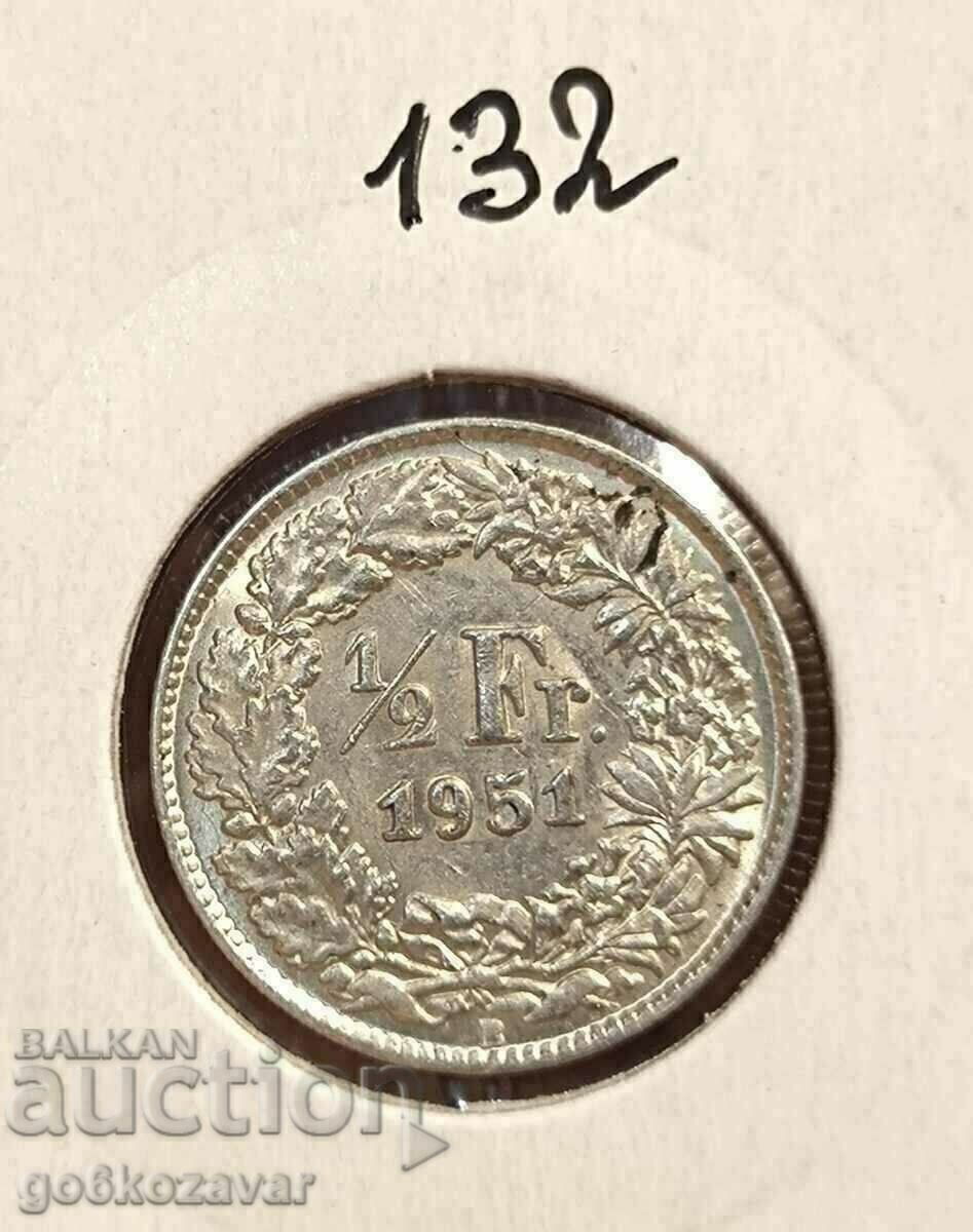 Switzerland 1/2 franc 1951 Silver ! Switzerland 1/2 franc 1951 Silver !