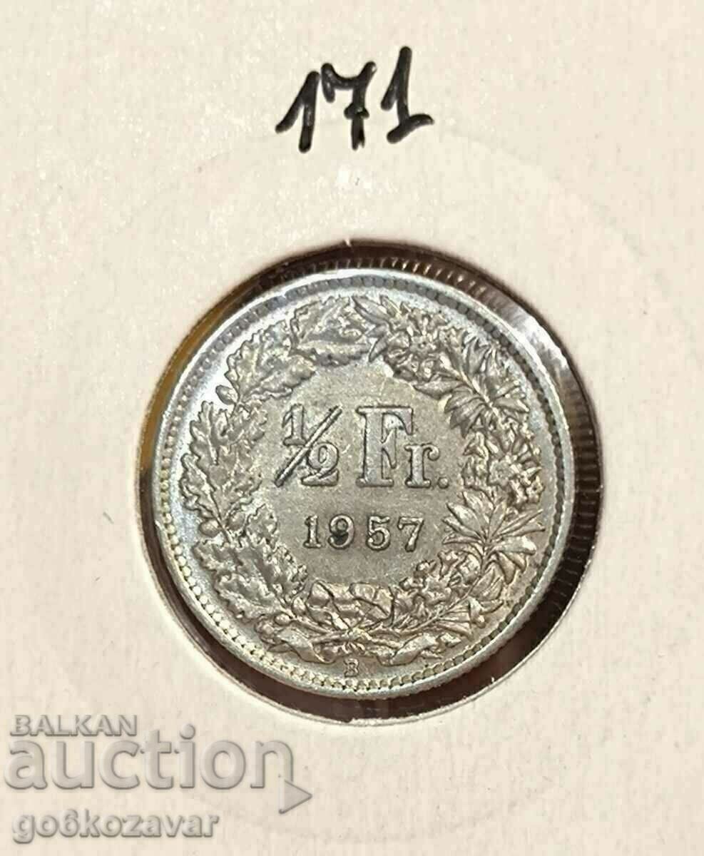 Switzerland 1/2 franc 1957 Silver ! Switzerland 1/2 franc 1957 Silver !