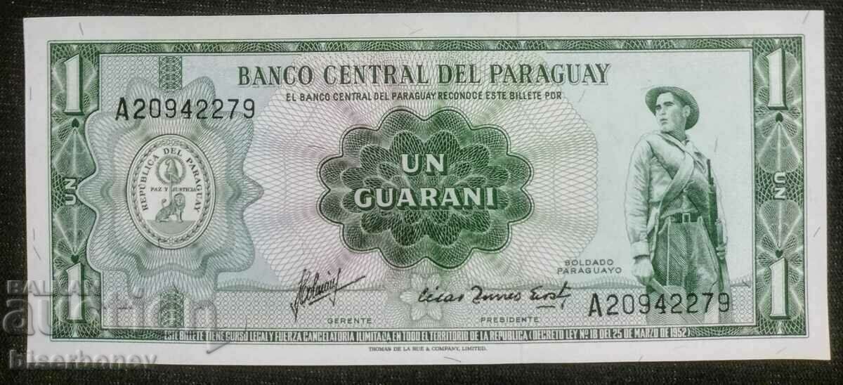 1 гуарани, гуарана Парагвай, 1 guarani 1952 UNC