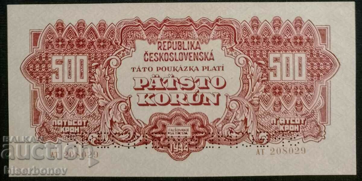 Specimen 500 korun, 500 kroner Czechoslovakia, 1944 aUNC