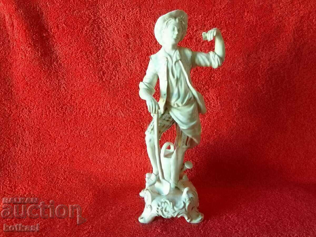 Old Porcelain Figure Male Gardener Florist Marked